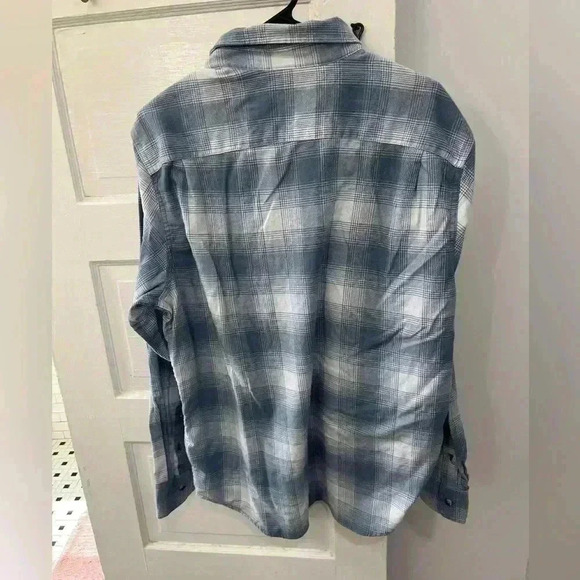 vintage wrangler authentics blue and white button down flannel‎ - Picture 7 of 8